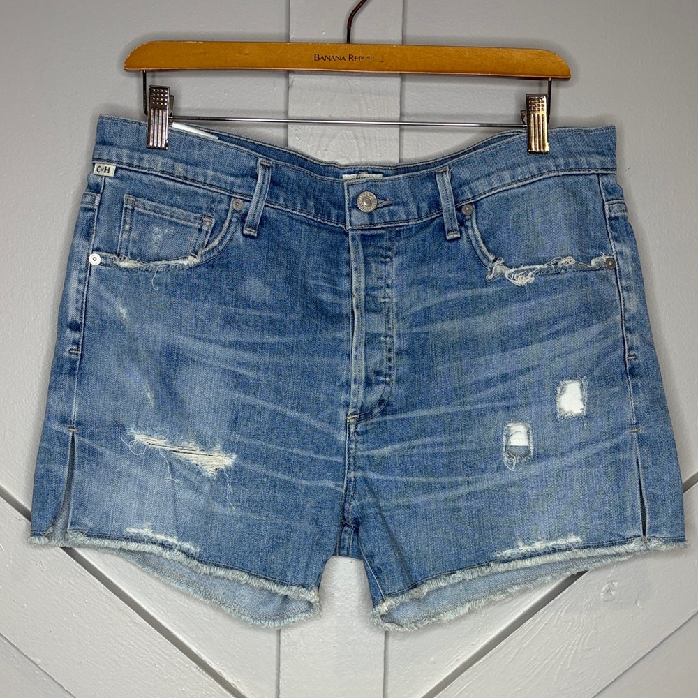Citizens of Humanity Corey Slouchy Fit Distressed Denim Shorts  30 Medium Wash